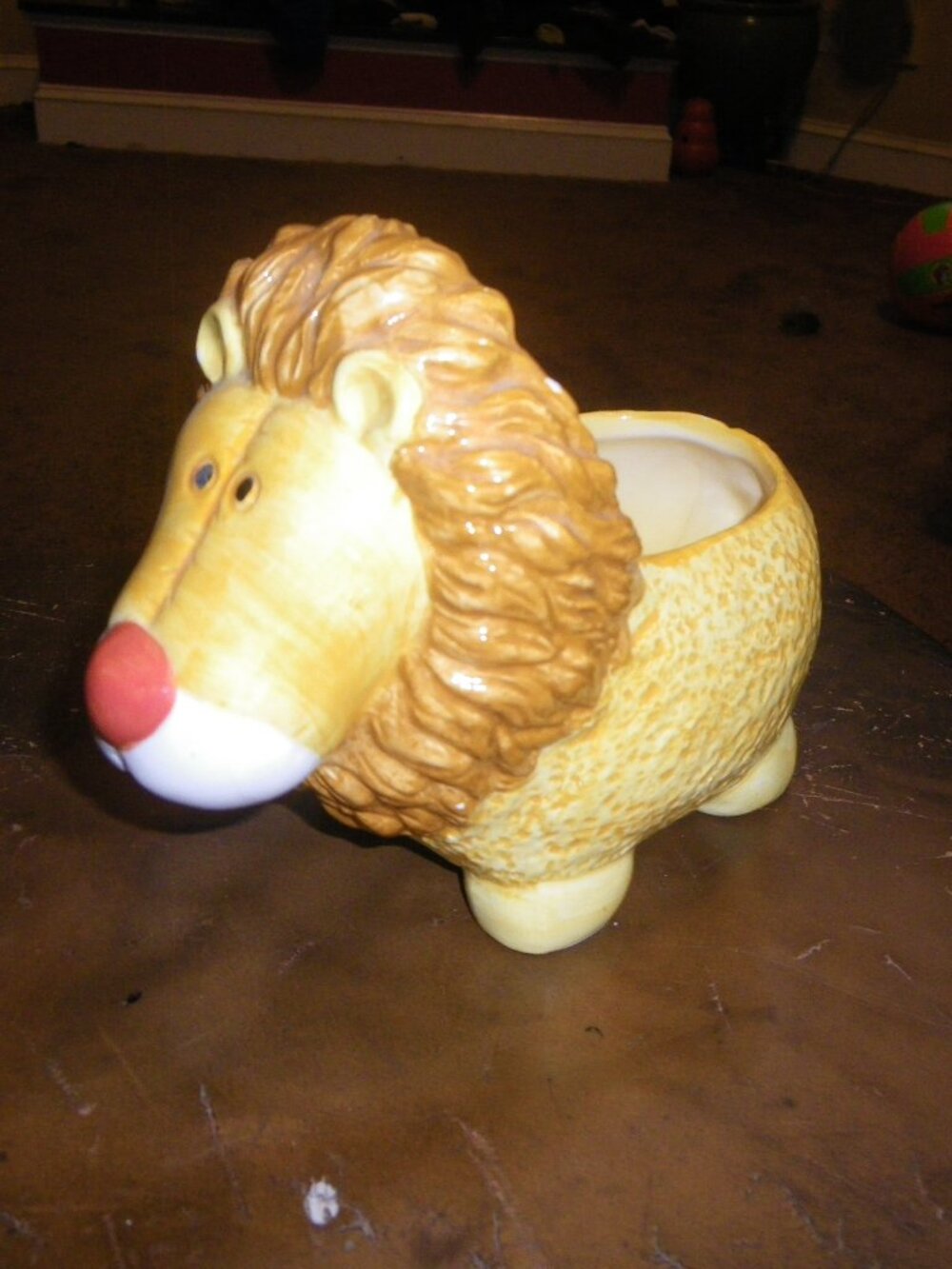 Vintage Ceramic Lion Storage Bowl Cute Fun Home Decor